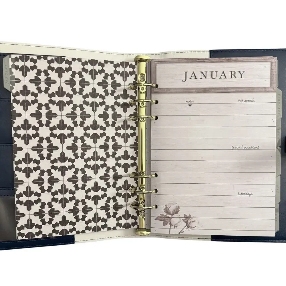 The Paper Studio Agenda 52 Navy Blue White Planner 6 Ring 7.5